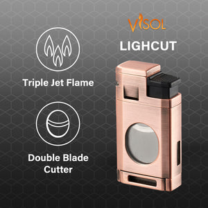 Visol LighCut Bronze Triple Torch Flame Lighter and Cigar Cutter