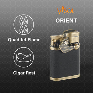 Visol Orient Antique Gold Quad Flame Table Lighter