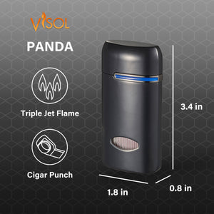 Visol Panda Triple Flame Cigar Lighter - Black