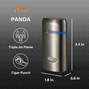 Visol Panda Triple Flame Cigar Lighter - Gunmetal