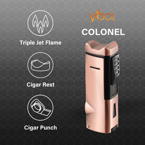 Visol Colonel Triple Flame Torch Lighter - Bronze