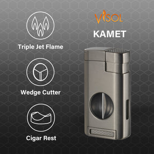 Visol Kamet V Cutter Gunmetal Triple Torch Cigar Lighter