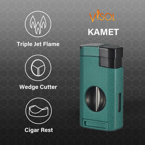 Visol Kamet V Cutter Green Triple Torch Cigar Lighter