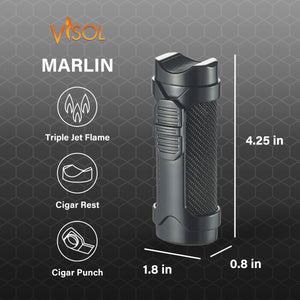 Visol Marlin Triple Flame Torch Lighter - Black