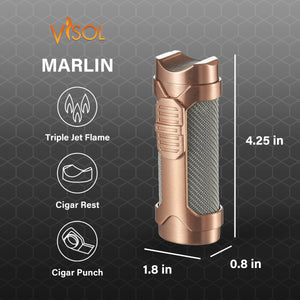 Visol Marlin Triple Flame Torch Lighter - Bronze