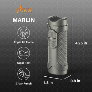 Visol Marlin Triple Flame Torch Lighter - Gunmetal