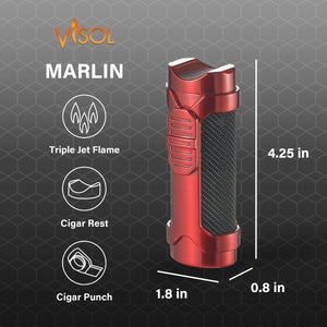 Visol Marlin Triple Flame Torch Lighter - Red
