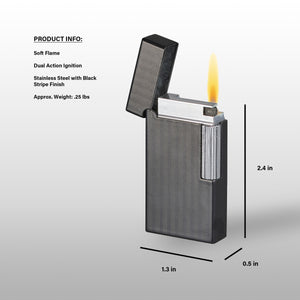 Visol Zebra Soft Flame Flint Lighter - Black