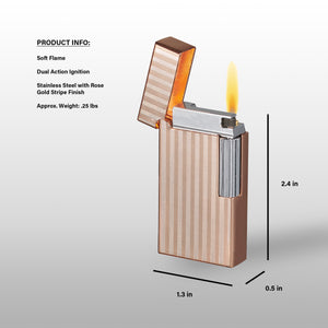 Visol Zebra Soft Flame Flint Lighter - Rose Gold