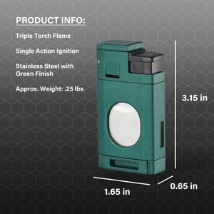 Visol LighCut Green Triple Torch Flame Lighter and Cigar Cutter