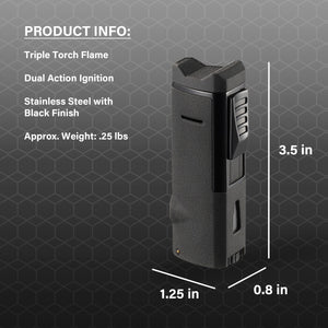 Visol Colonel Triple Flame Torch Lighter - Black Crackle