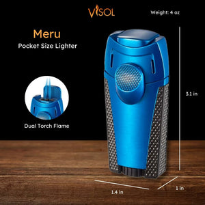 Visol Meru Dual Torch Cigar Lighter - Blue