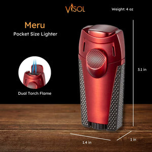 Visol Meru Red Dual Torch Cigar Lighter