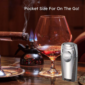 Visol Meru Dual Torch Cigar Lighter - Silver