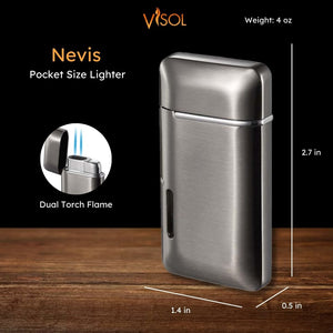 Visol Nevis Gunmetal Dual Torch Cigar Lighter