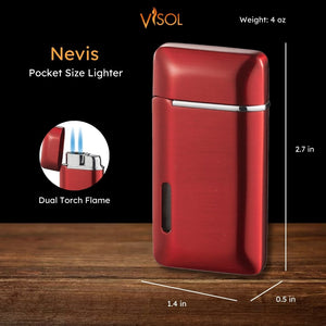 Visol Nevis Dual Torch Cigar Lighter - Red