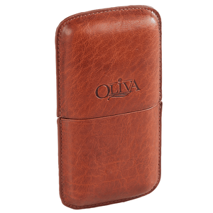 Oliva 3-Cigar Brown Leather Cigar Case