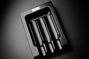 Prometheus Matte Black Metal Ashtray - Three Cigar Grooves