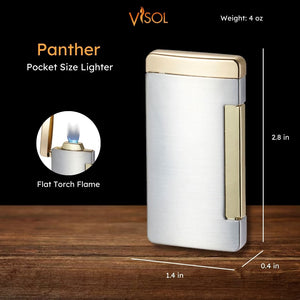 Visol Panther Flat Flame Silver Cigar Lighter