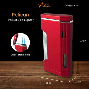 Visol Pelican Dual Torch Flame Lighter - Red