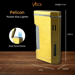 Visol Pelican Dual Torch Flame Lighter - Gold