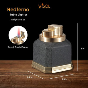 Visol Redferno Quad Flame Table Lighter - Antique Gold