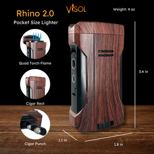 Visol Rhino 2.0 Wood Quad Flame Cigar Lighter