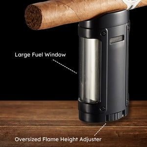 Visol Rhino Black Quad Flame Torch Cigar Lighter