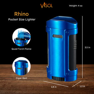 Rhino Quad Torch Cigar Lighter - Blue