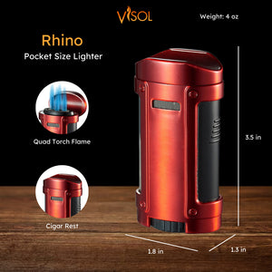 Rhino Quad Torch Cigar Lighter - Red