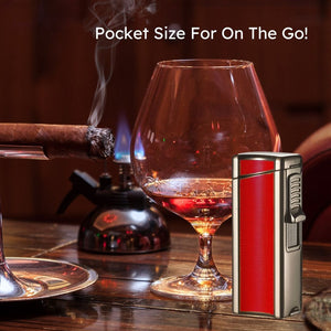 Visol Ridge Red Single Flame Torch Lighter with Cigar Rest