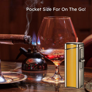 Visol Ridge Yellow Single Flame Torch Lighter with Cigar Rest