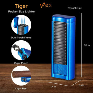 Visol Tiger Double Flame Cigar Lighter - Blue