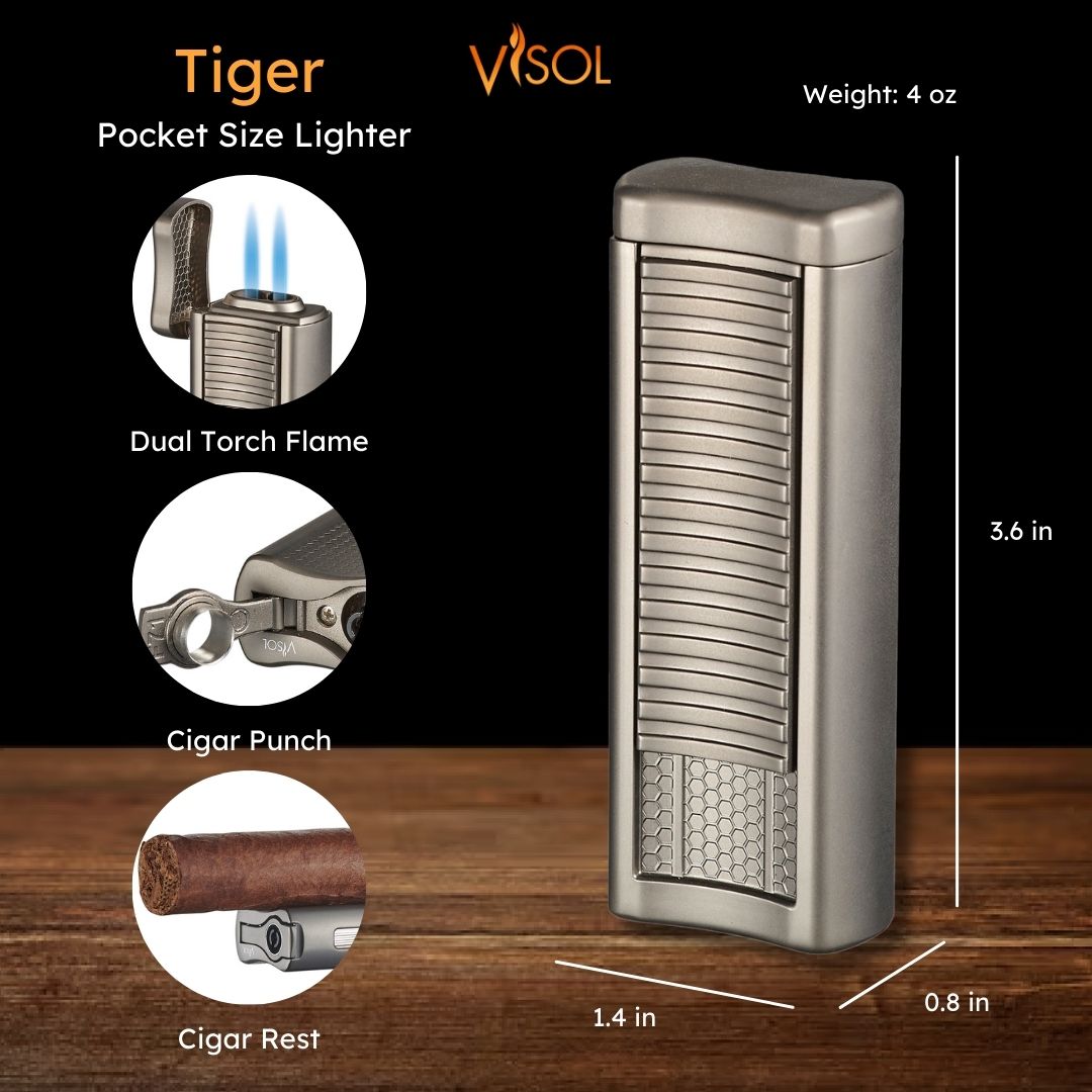 cigarette lighter dimensions Visol Tiger Double Flame Cigar Lighter cigarette lighter dimensions Visol Tiger Double Flame Cigar Lighter