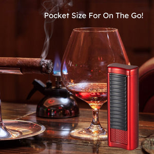 Visol Tiger Double Flame Cigar Lighter - Red