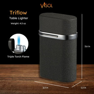 Visol Triflow Triple Flame Table Lighter - Black Crackle