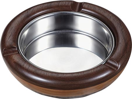 Georgia Natural Maple Wood and Walnut Round Cigarette Ashtray