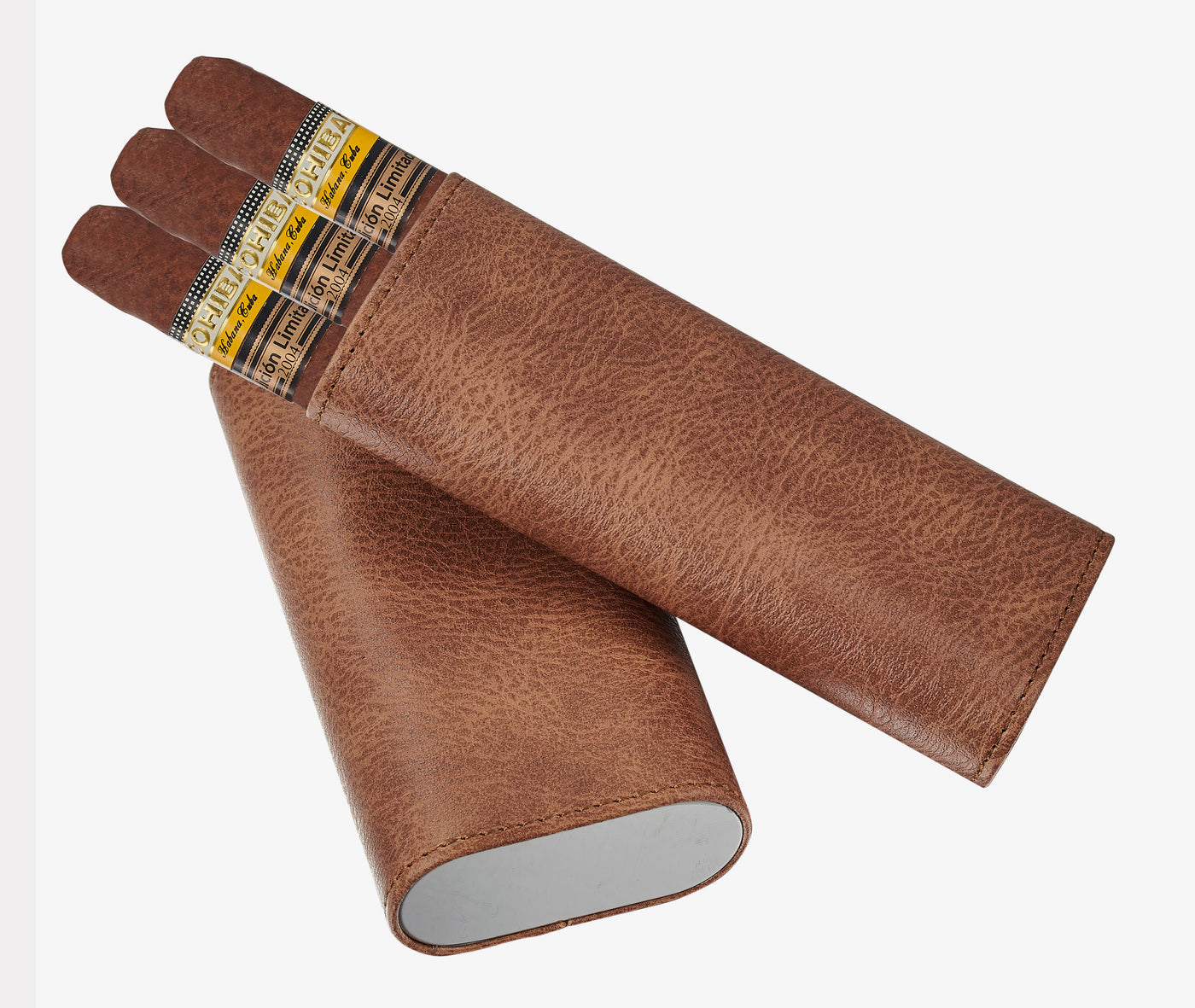 Visol Arnoldo Genuine Leather Cigar Case - Holds 4 Cigars