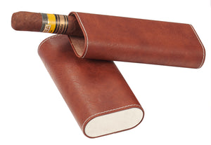 Visol Santa Fe Chocolate Brown Leather Cigar Case with Cedar Lining