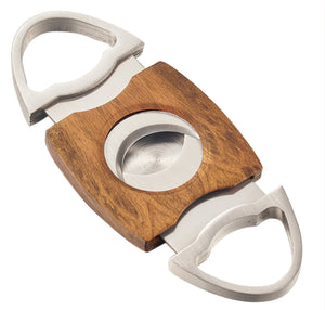 Visol Perfecto Wood and Stainless Steel Double Guillotine Cigar Cut