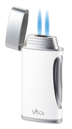 Visol DuoMatt White Double Flame Cigar Lighter