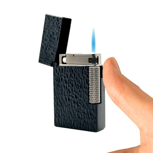 Visol Hubbard Hammered Soft Flame and Torch Flame Flint Lighter - Black