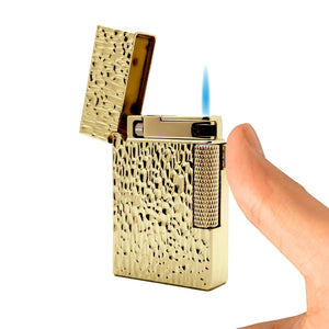 Visol Hubbard Hammered Soft Flame and Torch Flame Flint Lighter - Gold