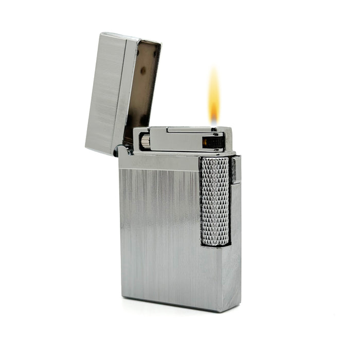 Visol Hubbard Brushed Stripes Soft Flame and Torch Flame Flint Lighter - Chrome