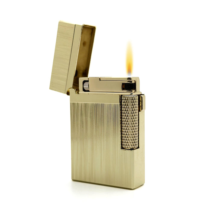 Visol Hubbard Brushed Stripes Soft Flame and Torch Flame Flint Lighter - Gold