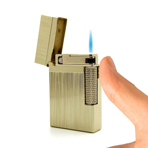 Visol Hubbard Brushed Stripes Soft Flame and Torch Flame Flint Lighter - Gold