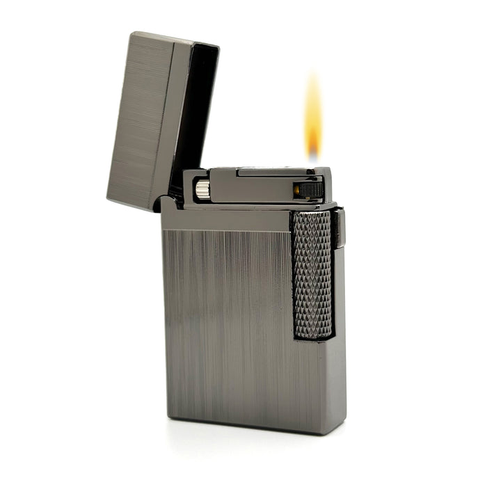 Visol Hubbard Brushed Stripes Soft Flame and Torch Flame Flint Lighter - Gunmetal