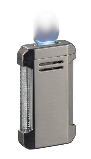 Visol Vinson Flat Torch Flame Lighter with Cigar Punch - Gunmetal