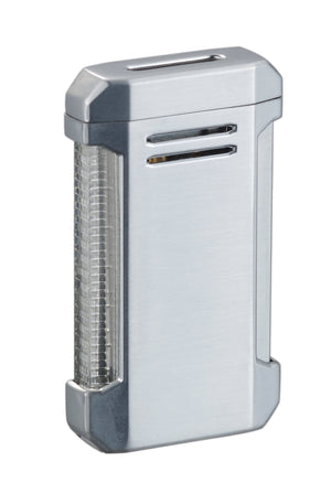 Visol Vinson Flat Torch Flame Lighter with Cigar Punch - Silver