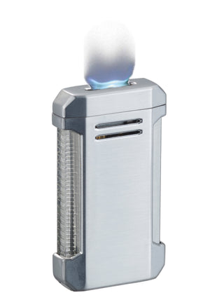 Visol Vinson Flat Torch Flame Lighter with Cigar Punch - Silver